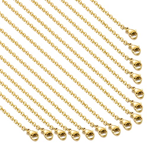 TOSCALINA 20 Pack Necklace Chains Gold Plated Stainless Steel Cable Chain Necklace Bulk for Jewelry Making, 24 Inches - size: 24 Inches