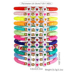 Friendship Bracelets Boho Stackable Bracelets for Women Surfer Heishi Clay Bead Bracelets Stretch Preppy Bracelets Colorful Boho Bracelets for Women - color: 12 pcs LOVE（night light)