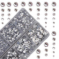 4000pcs Mixed Size Hot Fix Round Crystals Gems Glass Stones Hotfix Flat Back Rhinestones (Clear Crystal) - color: Clear Crystal, size: 4000 Count (Pack of 1)