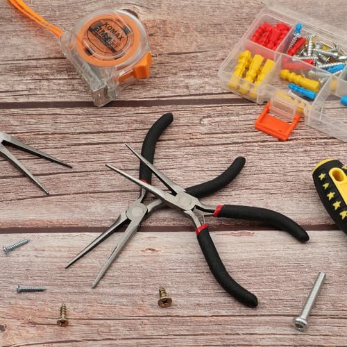 10 Pcs Mini Needle Nose Pliers Bulk, 6 Inch Precision Pliers Set with Extra Long Tips for Jewelry Making, Wire Wrapping, Small Object Gripping, DIY Project (Black,Textured Handle) - color: Black, Textured Handle