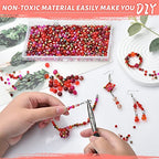 Briolette Faceted Rondelle Crystal Glass Beads for Jewelry Making-Wholesale Mix Lot 4/6/8mm DIY Crafts Spacer Beads with Container Box (Valentine's Day Gift) - color: Red