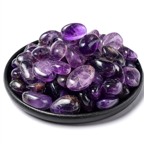 Polished Amethyst Crystal Bulk - 0.6" Colorful Tumbled Stone Chips Rocks, 7 oz Crushed Sea Glass Large Stones for Healing, Reiki, Crafting, Home Decor - color: Amethyst, size: 0.6"