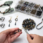 200pcs 8MM Faceted Rondelle Glass Beads for Jewelry Making, Briolette Crystal Glass Beads Plated Round Loose Spacer Beads for DIY Supplies Bracelets Necklaces Earrings (Black Grey) - color: Black Grey