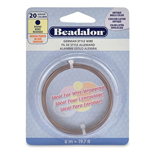 Beadalon German Style Wrapping Wire, Round, Antique Brass Color, 20 Gauge, 6 m / 19.7 ft - color: Antique Brass, size: 20 gauge / 19.7 ft
