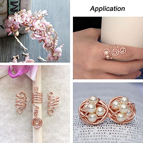Pandahall 60 Feet Tarnish Resistant Copper Wire 22 Gauge Jewelry Beading Craft Wire for Jewelry Making (Rose Gold)