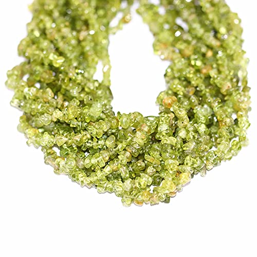 Gemstone Chips Natural Green Peridot Lazuli 3-5mm Healing Crystals Waist Bracelets Necklace Kit Irregular Stone DIY Crafts Design Jewelry Making Approxi 32 inch - color: Green Peridot Chips