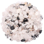 500 pcs Natural Chip Stone Beads, Black Rutilated 5-8 mm Irregular Gemstones Healing Crystal Loose Rocks Bead Hole Drilled for Jewelry Making Bracelet - color: Black Rutilated