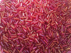 Czech Bugle Beads 40 gr / 1.4 oz Glass Tube Size #3 7mm (Red Iridescent) - color: Red Iridescent