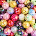 50PCS 16mm Acrylic Beads Colorful Disco Ball Beads Ab Color Bead for Jewelry Making Bracelet Necklace Earrings 70s 80s Costume Accessories