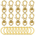 20pcs Swivel Clasps Lanyard Snap Hook with Key Ring Clip Lanyard Metal Lobster Claw Clasp Key Chain Rings for Crafts, Jewelry Making, Purses DIY (Gold)