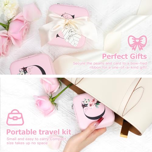 AYGXU Travel Jewelry Box for Women and Girls - Small Case With Initial A-Z - Teacher Gifts - color: pink, size: J