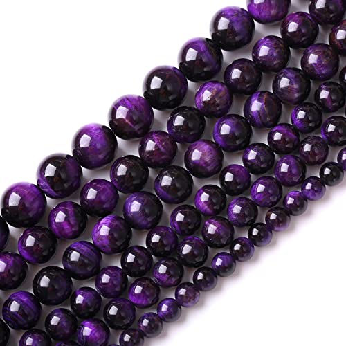 6mm 60pcs A+ Natural Purple Tiger Eye Stone Beads Round Spacer Loose Beads for Jewelry Making DIY Bracelet Necklace 15" Inch - color: Purple Tiger Eye Stone, size: 6mm