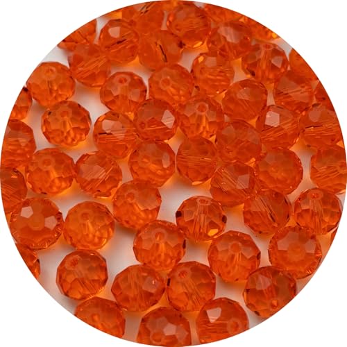 600pcs 3mm Crystal Glass Beads for Jewelry Making, Faceted Rondelle Glass Spacer Beads for Wind Chimes Bracelet Earring Necklace DIY Craft(Dark Orange) - color: Dark Orange, size: 3mm