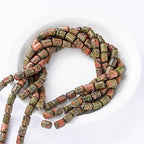 Natural Unakite Cylinder Tube Beads 10x14mm 38cm/str Loose Semi Gemstone Stone Beads for Making Bracelets Necklace - color: Unakite