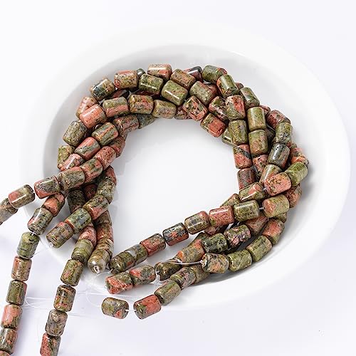 Natural Unakite Cylinder Tube Beads 10x14mm 38cm/str Loose Semi Gemstone Stone Beads for Making Bracelets Necklace - color: Unakite