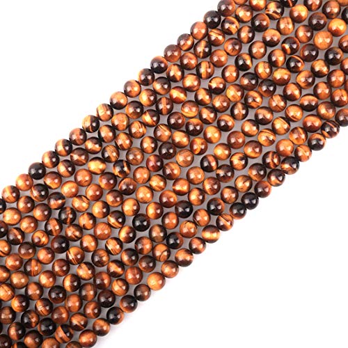 10mm Natural Tiger Eye Stone Round Loose Stone Beads for Jewelry Making DIY Crafts Design 1 Strand 15" APPR.34-36pcs - color: Tiger eye, size: 10mm