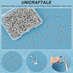 UNICRAFTALE 300 Pcs Stainless Steel Open Jump Rings 10x6mm Oval Jump Rings Open Rings for Jewelry Making DIY Craft Earring Bracelet Pendant Choker Jewelry Making Findings and Key Ring Chain - size: 10mm