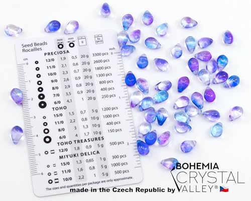 Czech 50-Piece Glass Beads, 6x9mm, Teardrop Transparent Crystal Blue Purple - color: Crystal Blue Purple