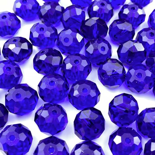 500pcs Crystal Glass Beads 3mm Faceted Rondelle Glass Spacer Beads with Hole for Bracelets Necklace Earring DIY Jewelry Making Craft(Deep Blue) - color: Deep Blue, size: 3mm