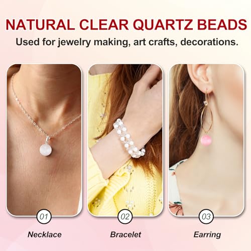 PATIKIL 12 mm Natural Clear Quartz Loose Beads, 2 Strands Crystal Round Stone Strand Beads Gemstone Loose Bead Spacer Beads for Jewelry Making DIY Necklace Bracelet, White - color: White, size: 12 mm