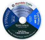 Mandala Crafts 7 Strand Beading Wire for Jewelry Making - 98 FT 24 Gauge Stainless Steel Braided Tiger Tail Wire for Bead Stringing - size: 7 Strands 24 Gauge 0.5MM 98FT