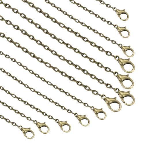 HARFINGTON 20 Pack 18 Inch Necklace Chains Bulk 2.5mm Bronze Plated Cable Chains with Lobster Clasps for Jewelry Making - color: Bronze, size: 18 Inch x 2.5mm