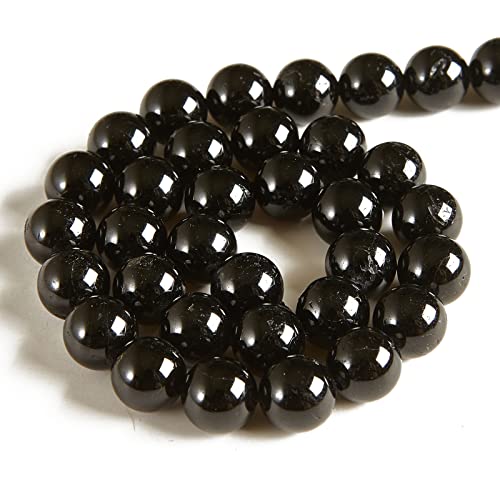 35pcs 10mm Black Tourmaline Beads Natural Gemstone Beads Round Loose Beads for Jewelry Making - color: Black Tourmaline, size: 10mm
