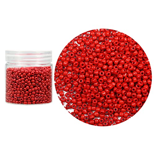 Bala&Fillic Red Color 4mm Glass Seed Beads About 1400pcs in Box 6/0 Glass Craft Seed Beads for Jewelry Making (Red) - color: Red, size: 4mm