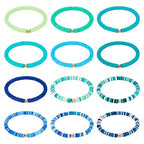 Elecrelive Glass Round Beaded Bracelet Set Clay Beaded Bracelets Stretch Bracelets - color: Blue, Clay
