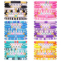 LUYI 32 Pcs Preppy Jewelry Bracelets for Women Clay Bead Colorful Surfer Heishi Bracelet Set Stackable Beaded Friendship Stretch Bracelets Boho Y2K Summer Beach Elastic Layering Bracelets - style: 48PCS-Bracelets