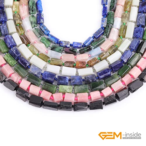 GEM-Inside 30Pcs 8x12mm Natural Blue Sodalite Stone Gemstone Faceted Freeform Tube Column Chakra Beads for Jewelry Making Full 15" Strand Power Energy Healing Stone - color: Blue Sodalite