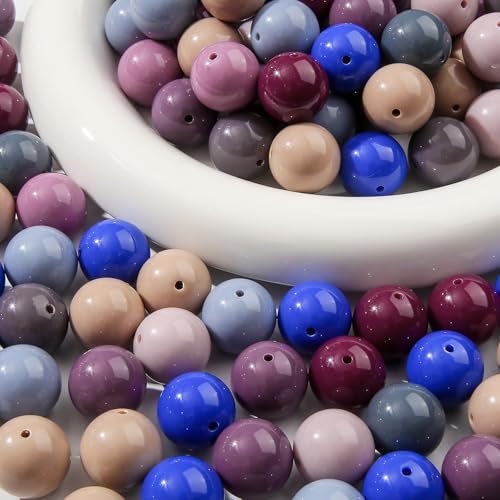 20mm Dark Style Color Acrylic Beads 180pcs Chunk Bubblegum Bead Color Pen Ball Beads for Pen Bag Jewelry Making Necklace Bracelets(Dark Blue&Grey) - color: dark blue&grey
