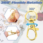 AUGSUN 100PCS Swivel Clasps Lanyard Snap Hooks with Key Rings, Key Chain Clip Hooks Lobster Claw Clasps for Keychains Jewelry DIY Crafts (Multicolor) - color: Multicolor