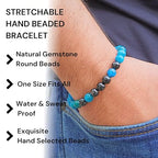 Black Obisidian Bracelets for Men 8" Inch Full Stretch Healing Crystal Bracelet, Beaded Charm Bracelet for Men Gifts Fathers Day Anniversary Birthday Gifts for Him - color: Hypersthene & Apatite Bracelets