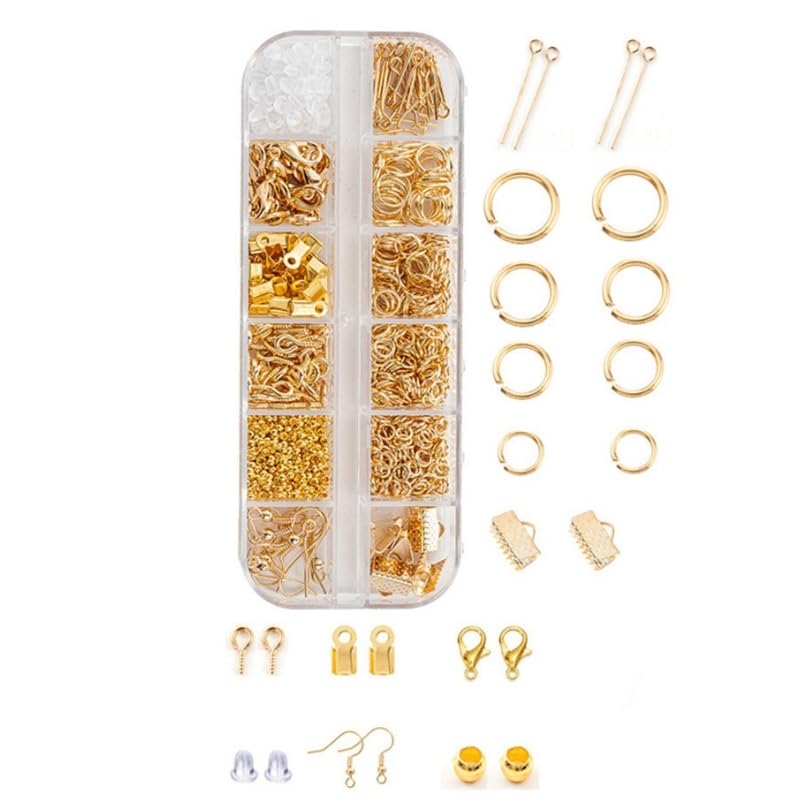 MIXNEX Jewelry Making Kit with Pliers & Lobster Clasps – DIY Craft Tools & Findings Set for Necklace Bracelet Repair – Gold & Silver Options – Starter Beading Supplies for Beginners (Gold)