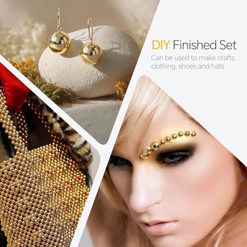 60g Gold Flatback Half Round Pearls Mixed Size 3-10mm Resin Craft Beads for Nail Art, Face Gems, DIY Jewelry Making - color: Gold, size: 60g