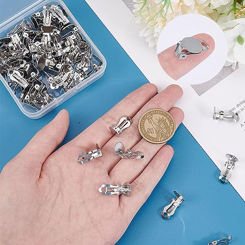 SUNNYCLUE 1 Box 80Pcs Clip on Earring Findings Flat Back Earring Clips 304 Stainless Steel Clip on Earring Converter Non Pierced Earring Components for Jewelry Making Accessories DIY Dangle Earrings - color: 80pcs Stainless Steel Clip on Earring Findings