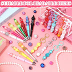 Huquary 270 Pcs Beads for Pens Rhinestone Bubblegum Beads Mixed Crystal Resin Sugar Chunky for Beadable Keychains DIY Craft Jewelry Making Supplies - color: Classic Colors