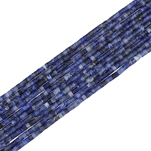 BEADIA Natural Blue Sodalite Short Cylinder Beads 2x3mm 155pcs Tube Loose Semi Gemstone Beads for Jewelry Making Design - color: Blue Sodalite