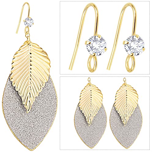 30pcs 14K Golden Diamond Earring Fish Hooks Hypo-allergenic French Rhinestone Ear Wire Connector for Women DIY Earrings Jewelry Making - color: Gold