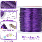 203 Feet Tarnish Resistant Copper Wires 24 Gauge/0.5mm Jewelry Craft Wires Beading Wire for Jewelry Making, Wire Wrapping and Crafting (Purple) - color: Purple, size: 24 Gauge