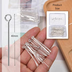 150pcs 40mm Silver Filled Eye Pins DIY Crafts Beads Charms Earring Bracelet Jewelry Making Accessories Supplies - color: Silver Eye Pins, size: 40mm