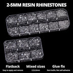 7500Pcs Transparent Clear Rhinestones Flatback with b7000 Glue for Crafts Clothing Crafting Shoes Tumblers Cups Jeans Bedazzling, Resin Rinestones Gems Flat Back Crystals Diamonds 2-5mm - color: Transparent 2-5mm, size: Small Pack + 3pcs Glue