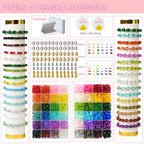 REVKI 1200pcs Glass Beads Bracelet Making Kit, 48 Colors Crystal Beads for Jewelry Making,Strange Shaped Glass Beads for Bracelets and DIY Crafts(Oval and Bamboo) - color: Style 2