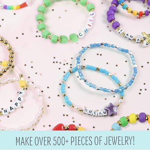 STMT D.I.Y. Rainbow Bead Case, Includes Over 500 Jewelry Making Supplies, Including Cute Beads for Jewelry Making, Bracelet Charms, Storage Case, Friendship Bracelet Kit, Teen Girl Gifts - style: Rainbow