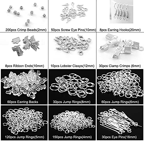 MIXNEX Jewelry Making Kit with Pliers & Lobster Clasps – DIY Craft Tools & Findings Set for Necklace Bracelet Repair – Gold & Silver Options – Starter Beading Supplies for Beginners (Gold)