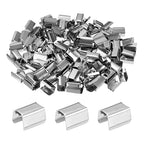 M METERXITY 100-Pack Fold Over Crimp End Caps, 0.6 x 0.3in/ 15 x 8mm Crimp Fasteners Ribbon Ends with Clamps for Jewelry Making/Leather Decor/DIY/Bracelets, Belt Buckle End Tip [Silver] - size: 0.6 x 0.3in/15 x 8mm