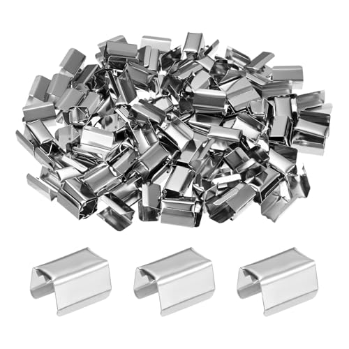 M METERXITY 100-Pack Fold Over Crimp End Caps, 0.6 x 0.3in/ 15 x 8mm Crimp Fasteners Ribbon Ends with Clamps for Jewelry Making/Leather Decor/DIY/Bracelets, Belt Buckle End Tip [Silver] - size: 0.6 x 0.3in/15 x 8mm