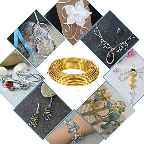 Fashewelry 32.8 Feet 5mm Gold Aluminum Wire Bendable Metal Craft Wire for Beading Sculpting Jewelry Making - color: Round-Gold, size: 5mm