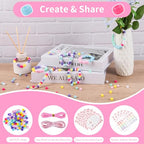 Rujiaoa Bracelet Making Kit Bulk 24 Pack, Individually Pre-Packed Pony Bead Kits for Party Favors & Classroom Activities, DIY Jewelry Making Set with Zipper Bags, Tattoos & Instructions